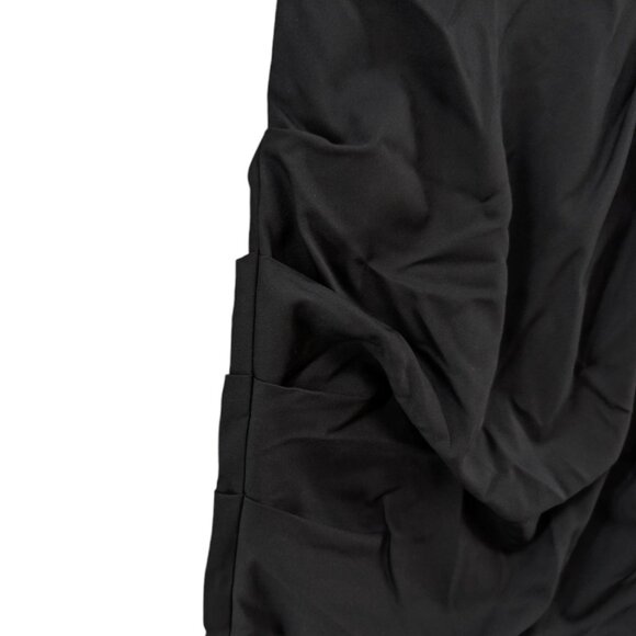 Lotus Ruched Mini Dress Black Beaded Neck Cap Sleeve Pleated Size L - Picture 12 of 13